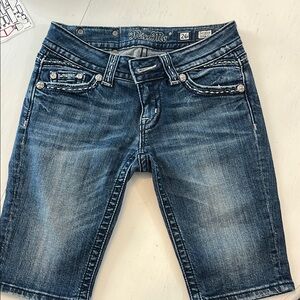 Miss Me Blue Denim Shorts with Silver Accents